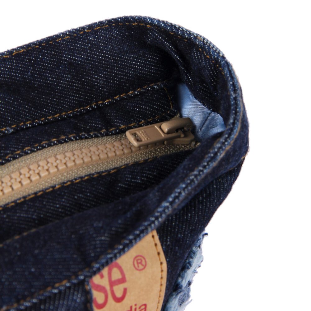 Denim Flower Zipper Tote Bag - Image 4
