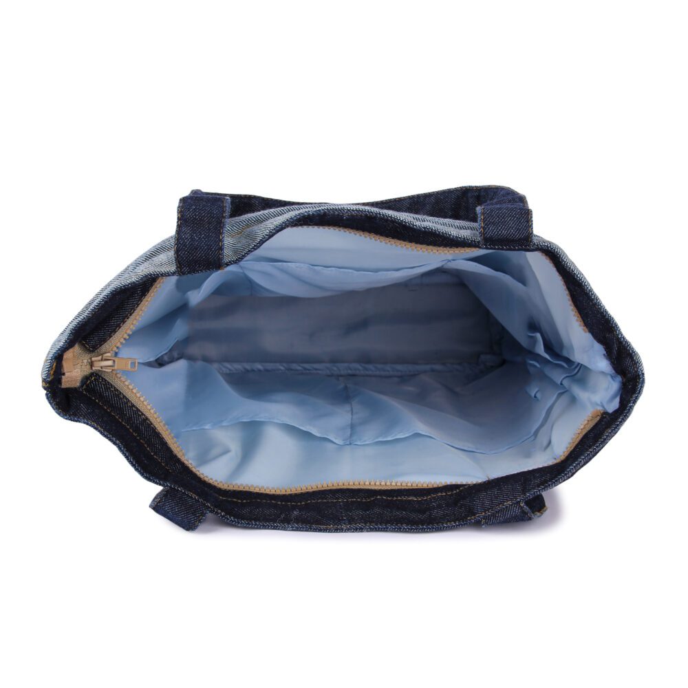 Denim Flower Zipper Tote Bag - Image 5