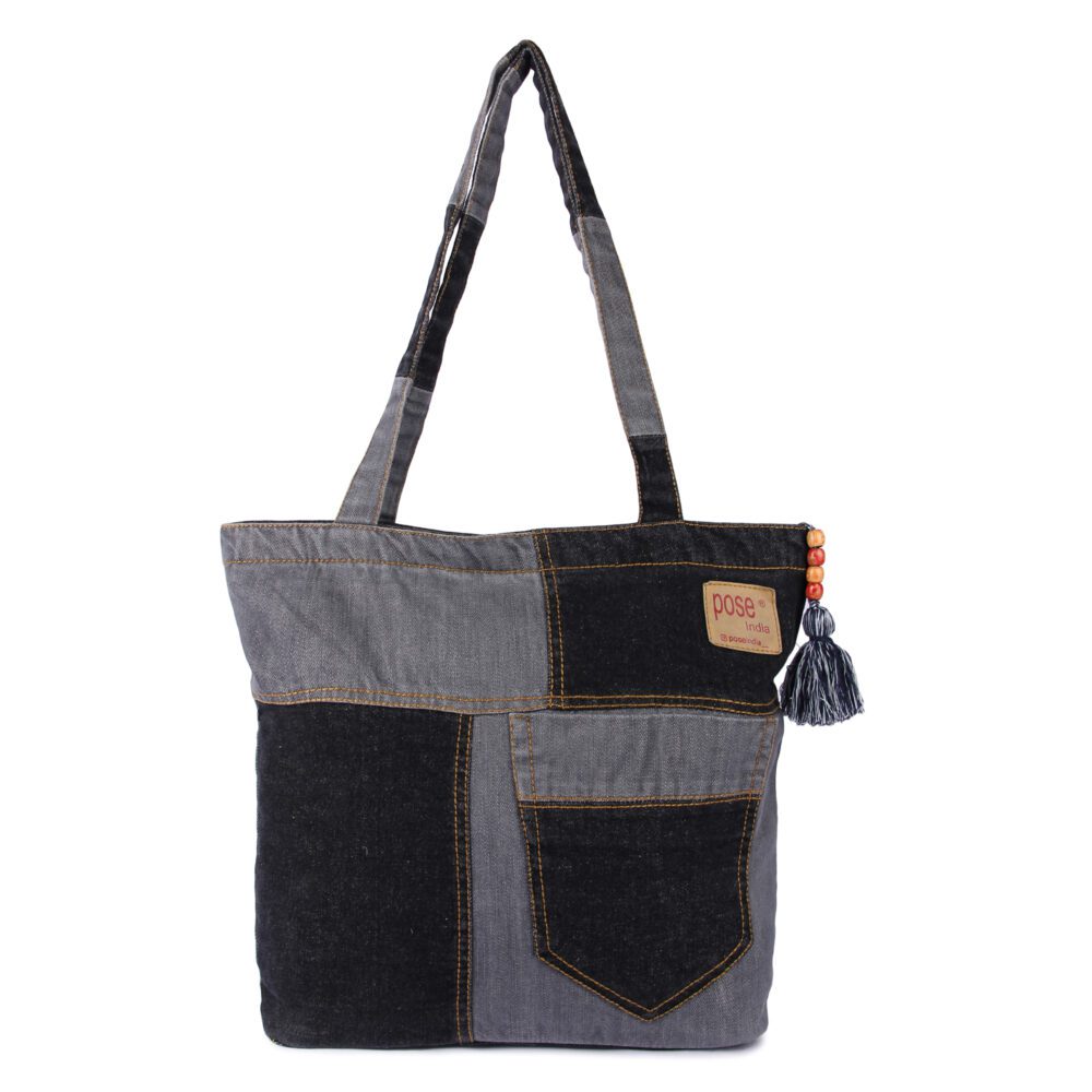 Denim Tassel Tote Bag - Image 7