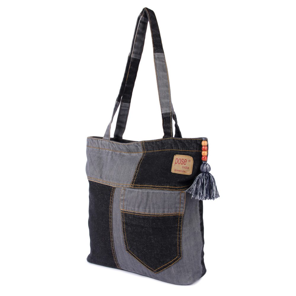 Denim Tassel Tote Bag - Image 8