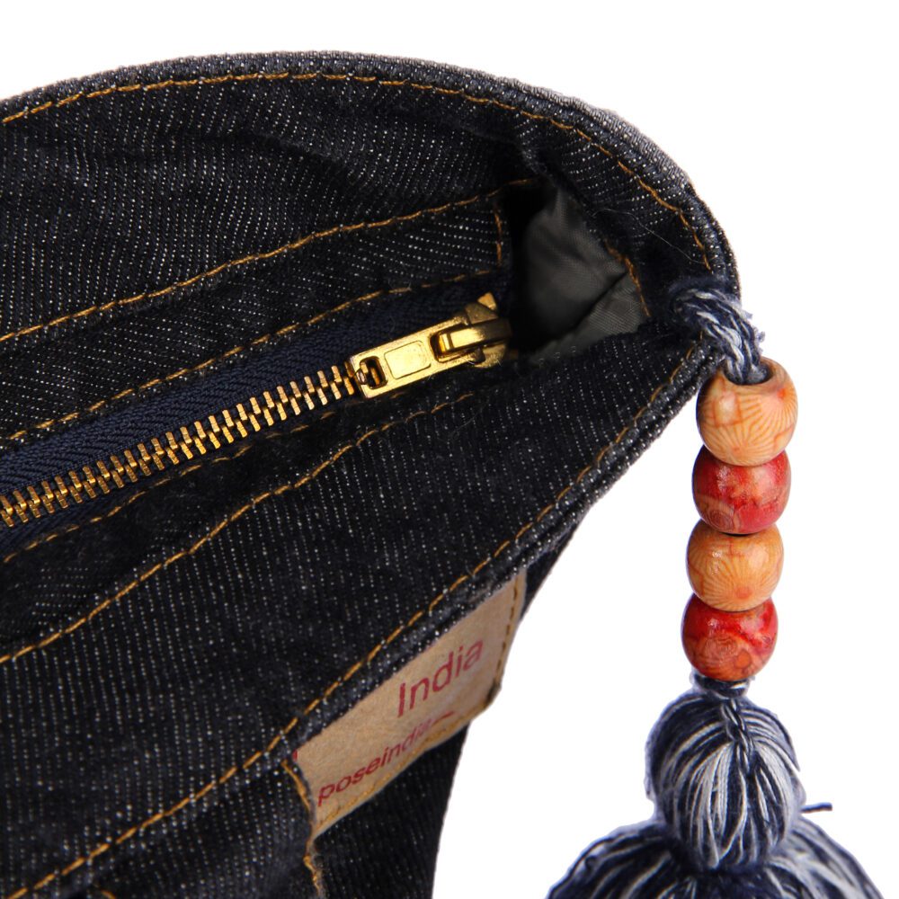 Denim Tassel Tote Bag - Image 9