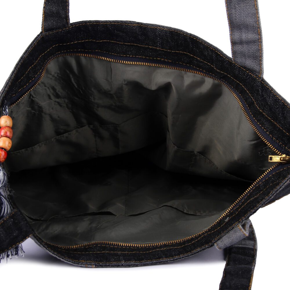 Denim Tassel Tote Bag - Image 10