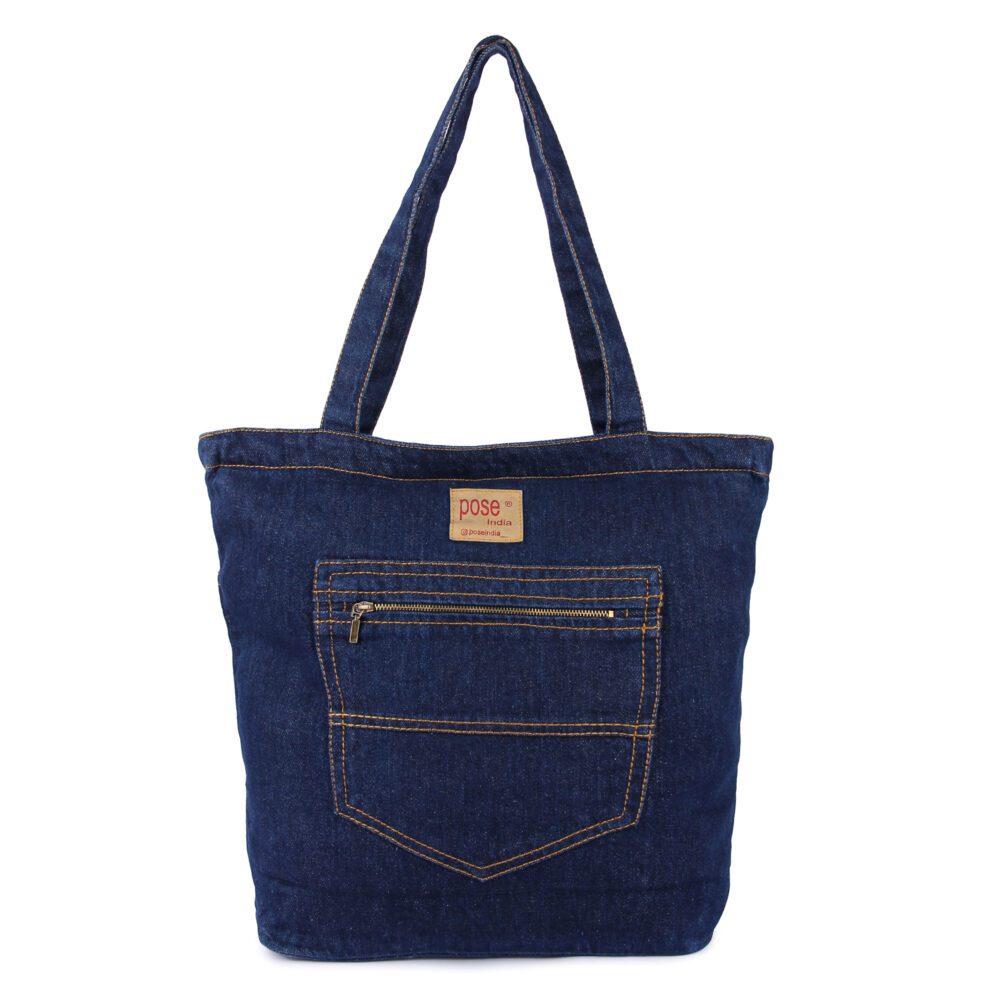 Denim Pocket Tote Bag - Image 12