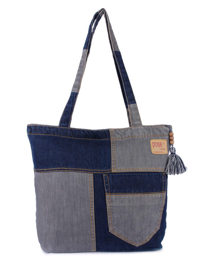 Denim Tassel Tote Bag