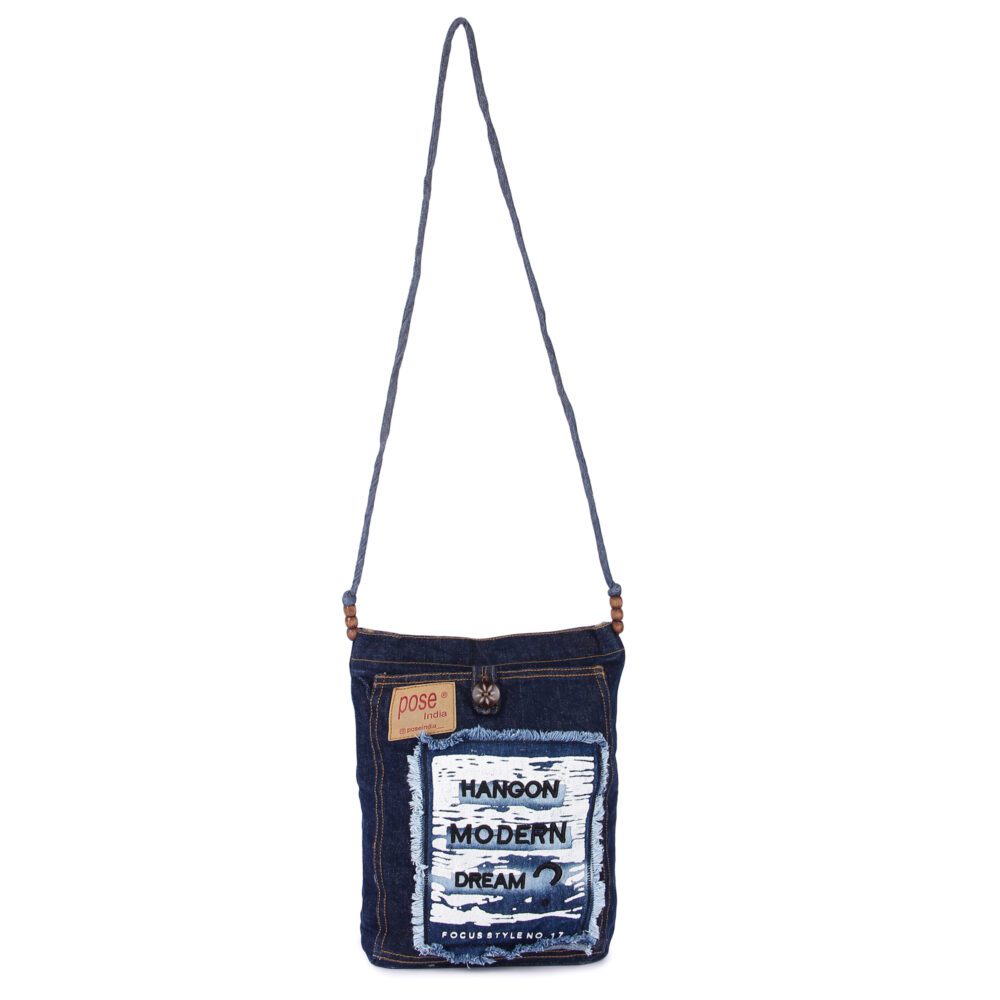 Denim Patch Sling Bag - Image 6