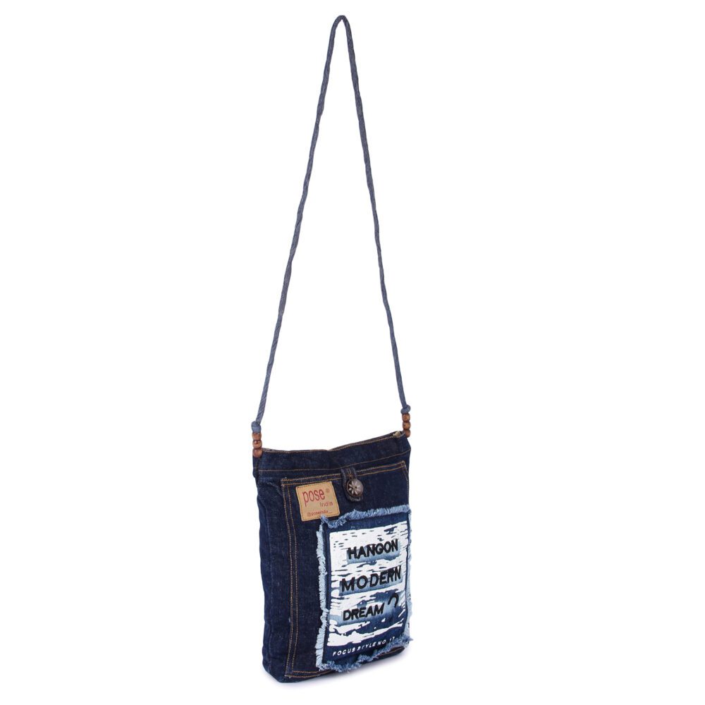 Denim Patch Sling Bag - Image 7