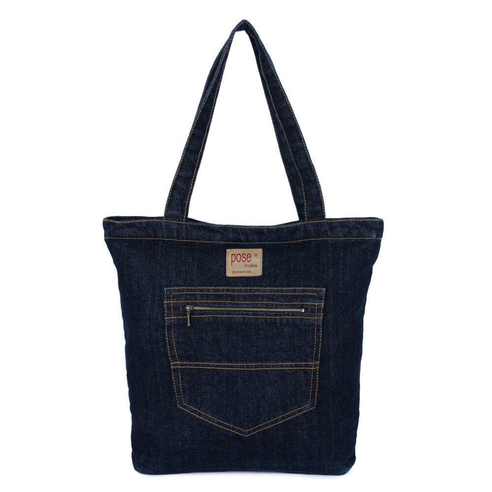 Denim Pocket Tote Bag - Image 7