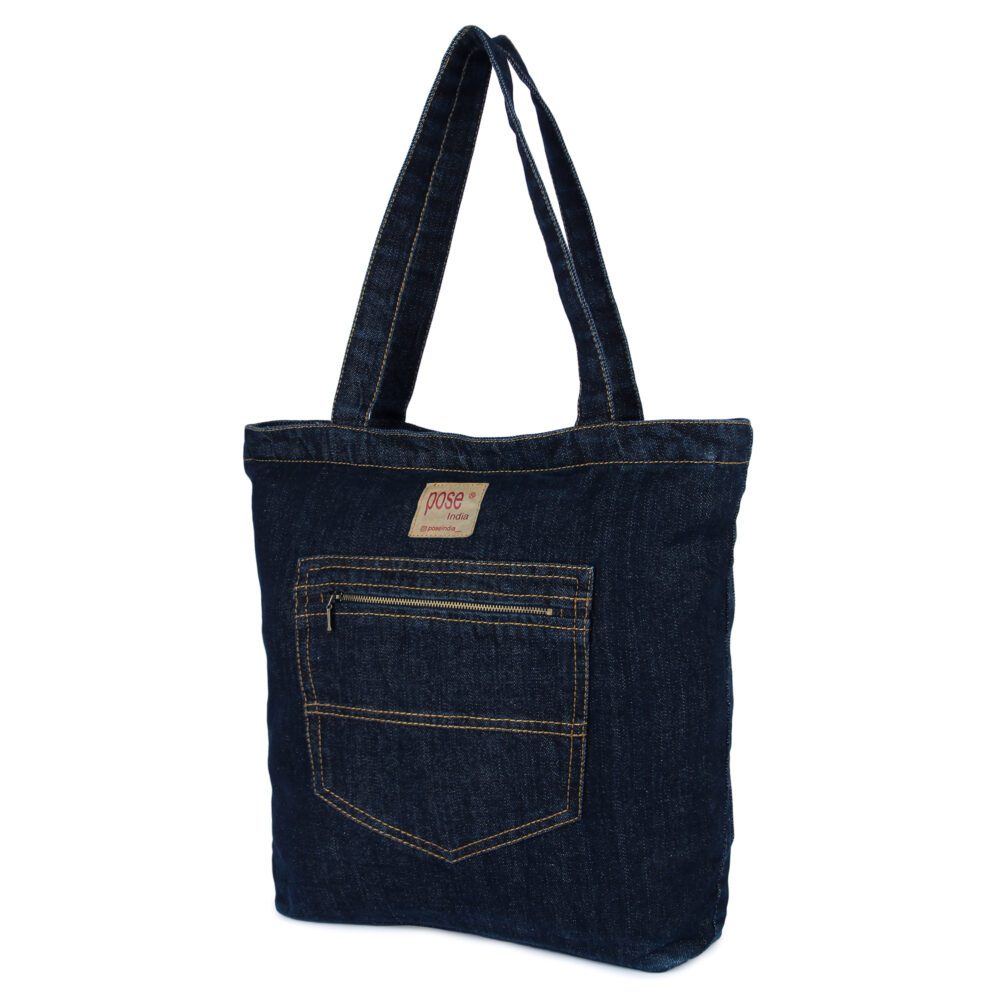 Denim Pocket Tote Bag - Image 8