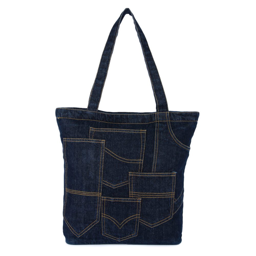 Denim Pocket Tote Bag - Image 6
