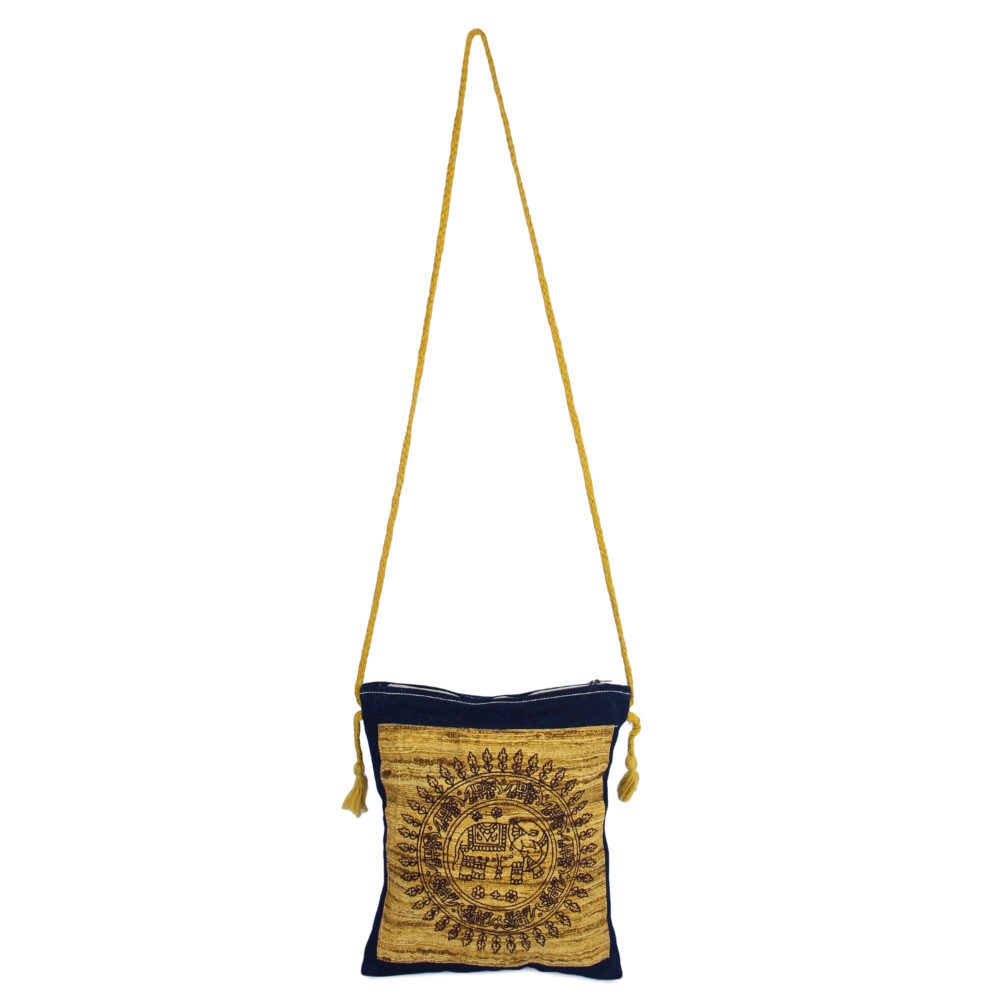 Denim Embroidery Sling Bag