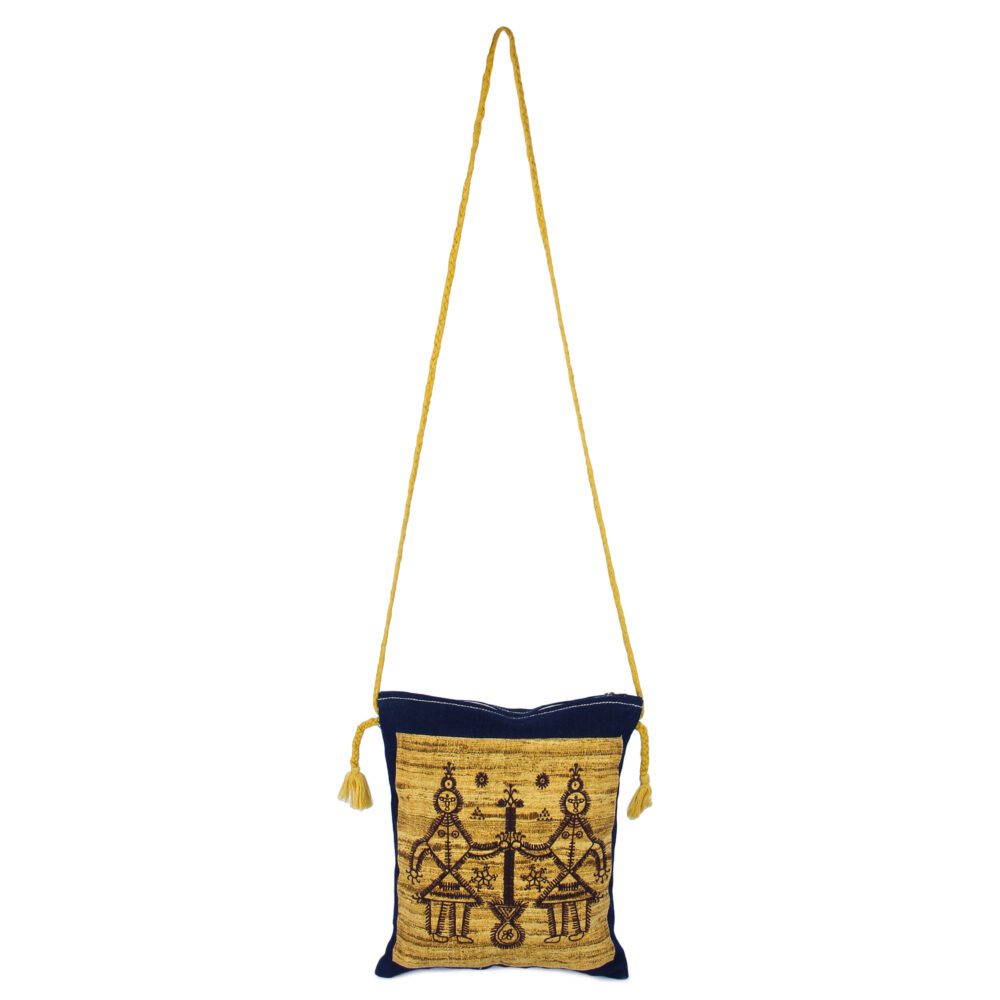 Denim Embroidery Sling Bag