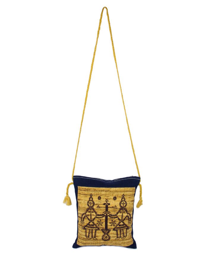 Denim Embroidery Sling Bag