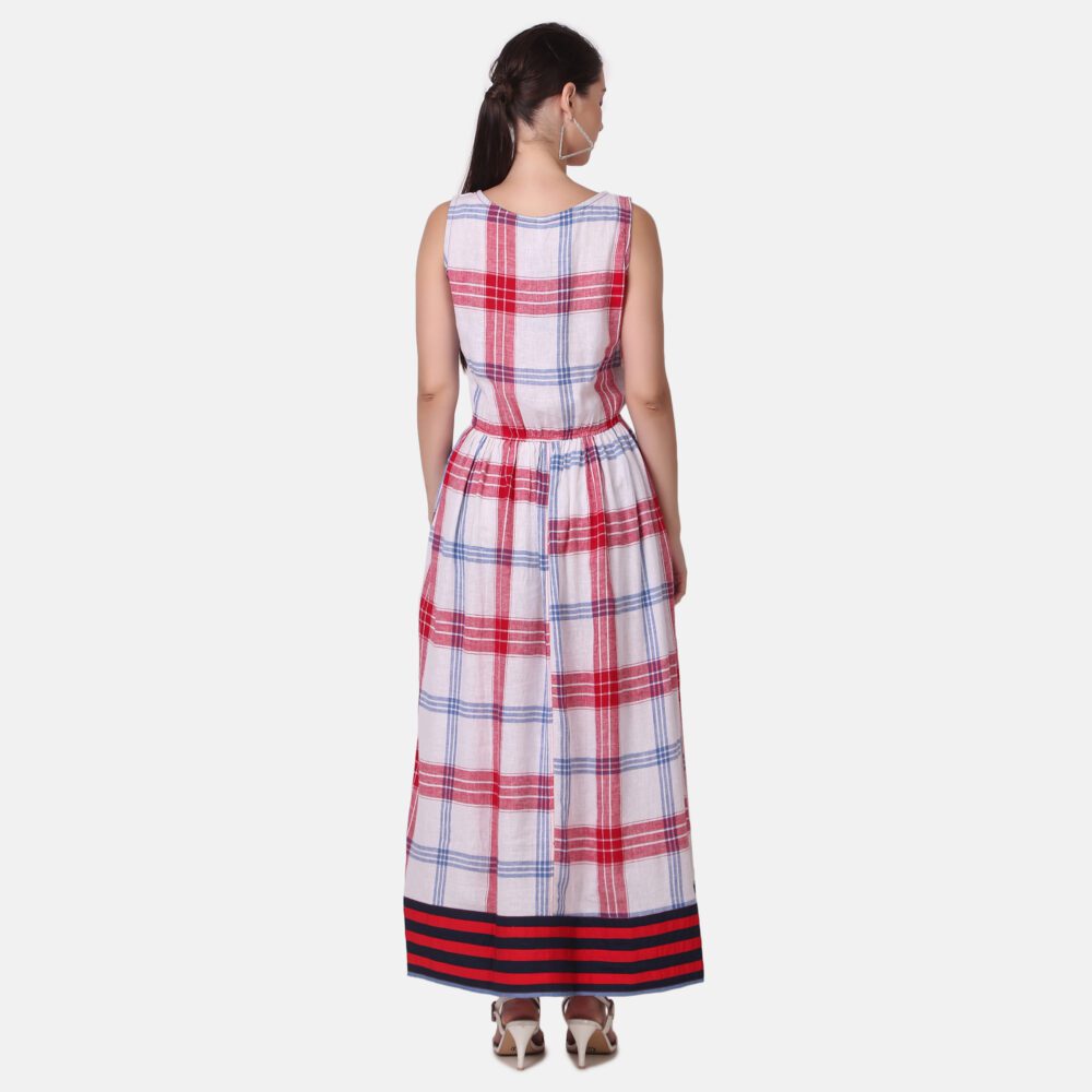Cotton Checkered Long Dress - Image 3