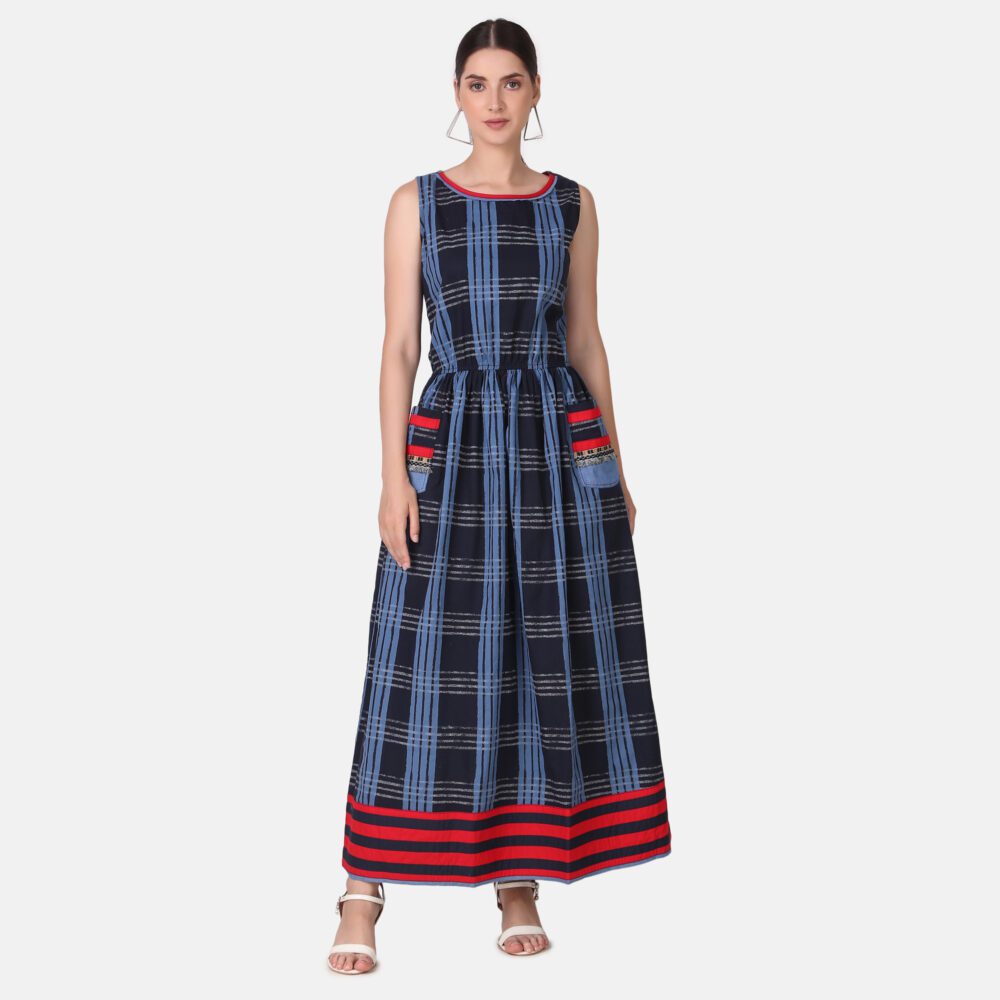 Cotton Checkered Long Dress - Image 8