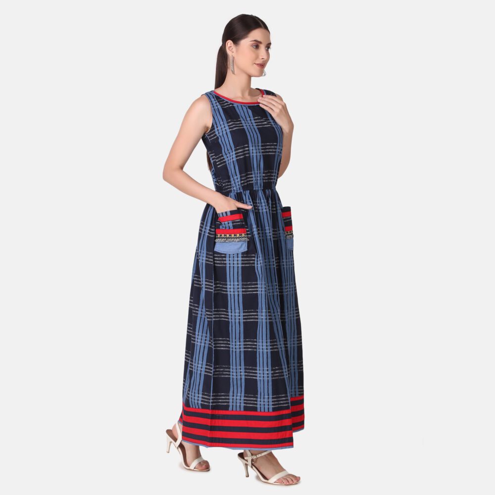 Cotton Checkered Long Dress - Image 10