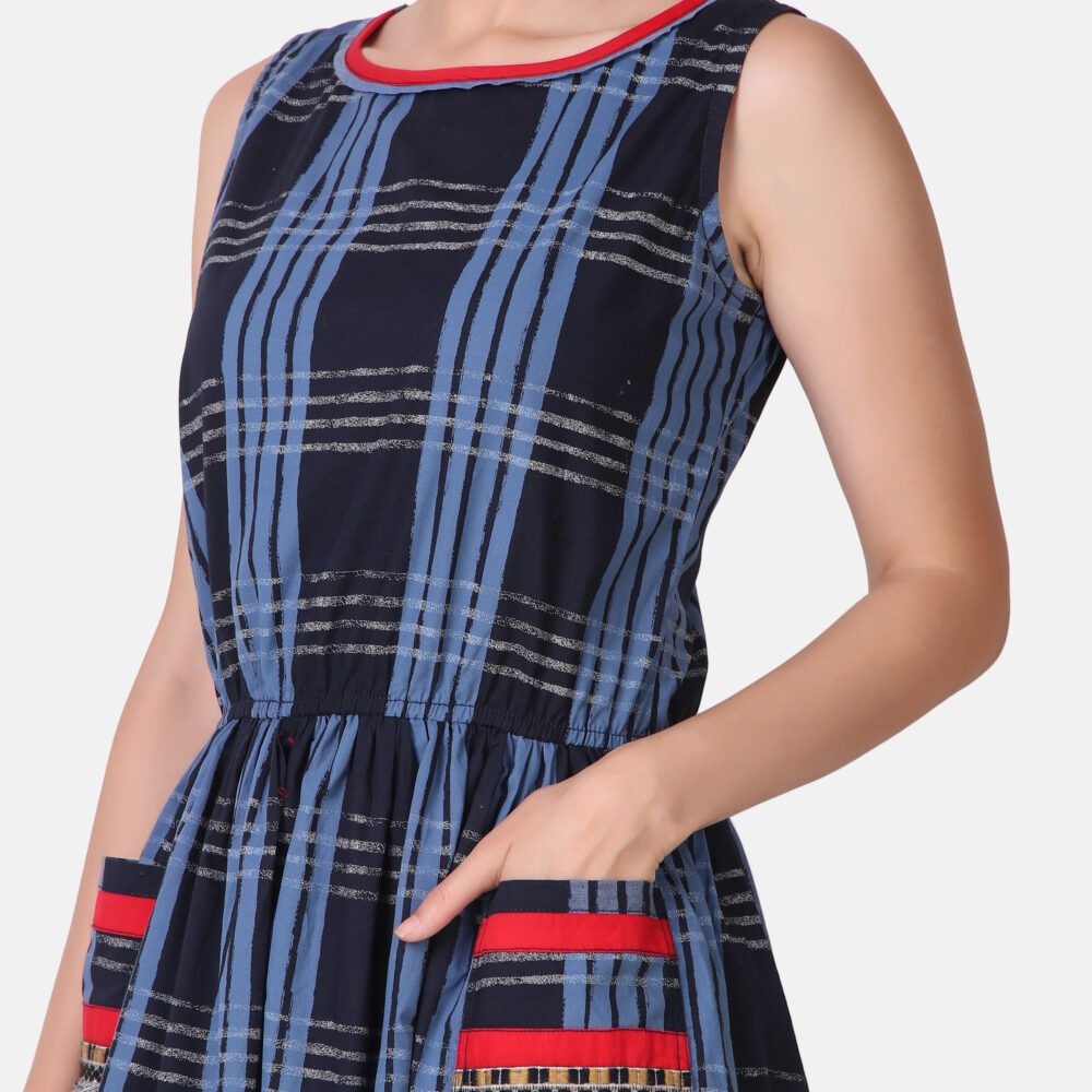 Cotton Checkered Long Dress - Image 12