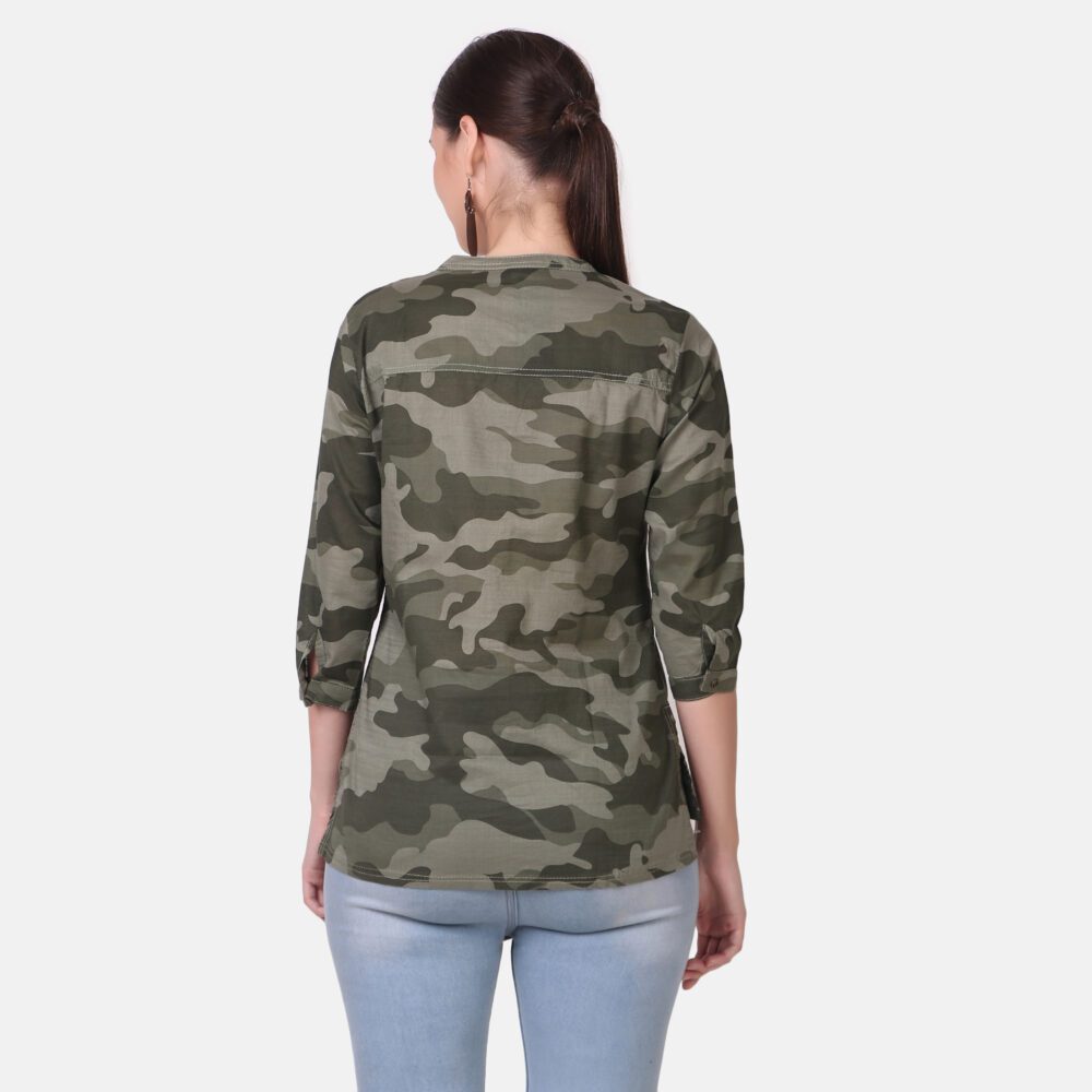 Cotton Military Print Top - Image 2