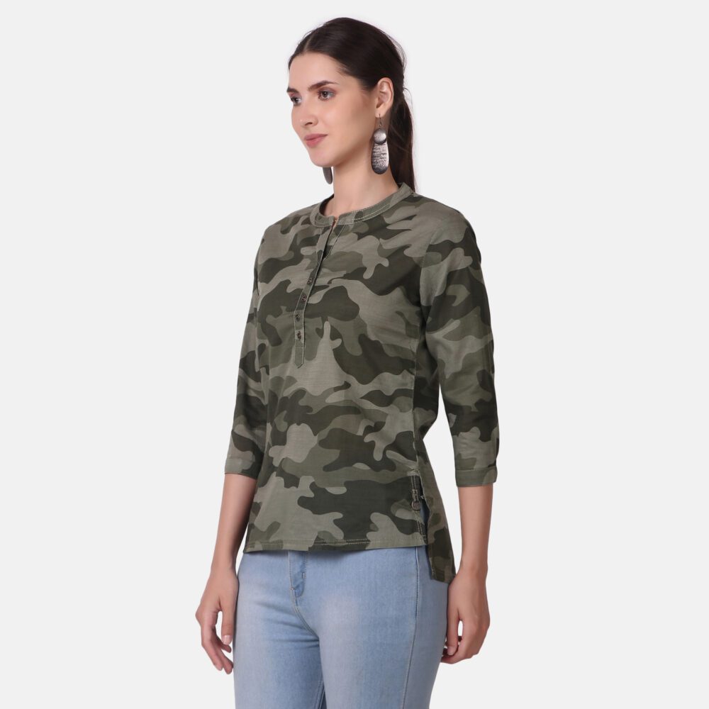 Cotton Military Print Top - Image 4