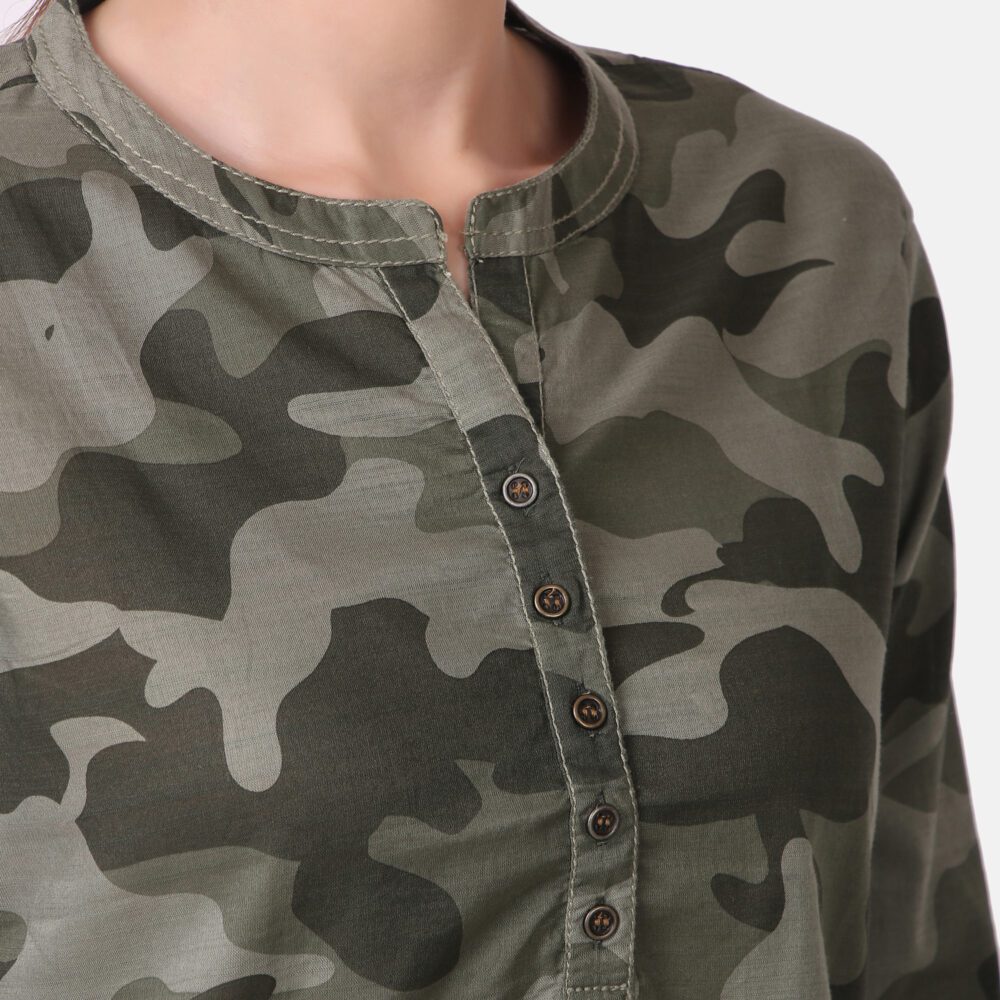 Cotton Military Print Top - Image 6