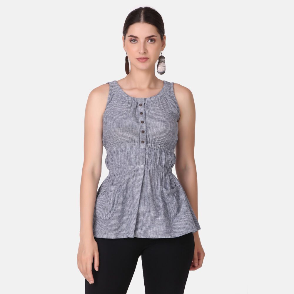 Cotton Front Slit Top